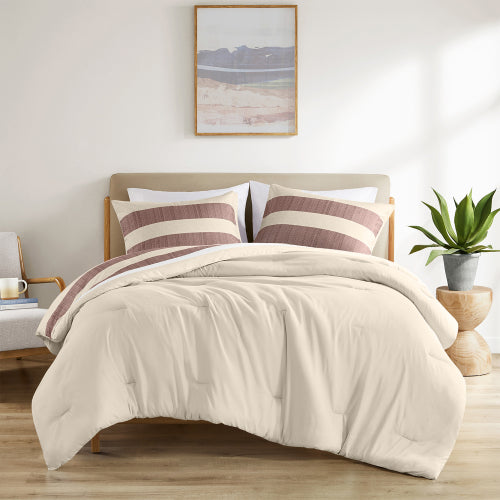 2-Piece Twin/Twin XL Comforter Set, Stripe Texture, Terracotta