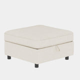 Chenille Loveseat with Storage Beige 68"