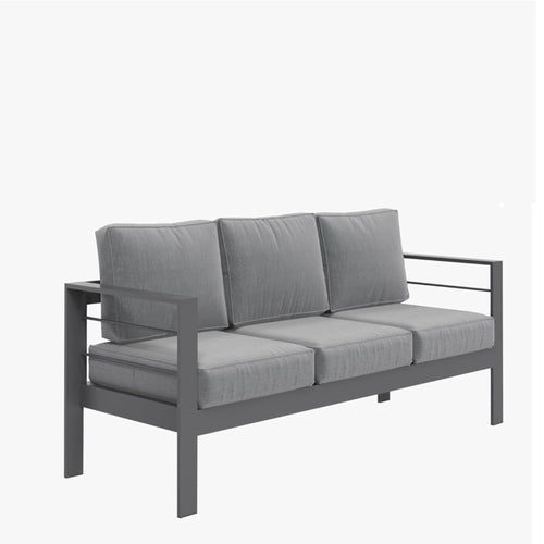 3-Seat Outdoor Aluminum Sofa 74" Dark Gray