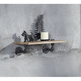 Wall Rack - Pipe Style - Metal & MDF - Oak & Black - 18"W Shelf