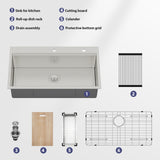 33 Drop In Kitchen Sink - 33 x 19 x 9 Stainless Steel Drop In Sink Ledge