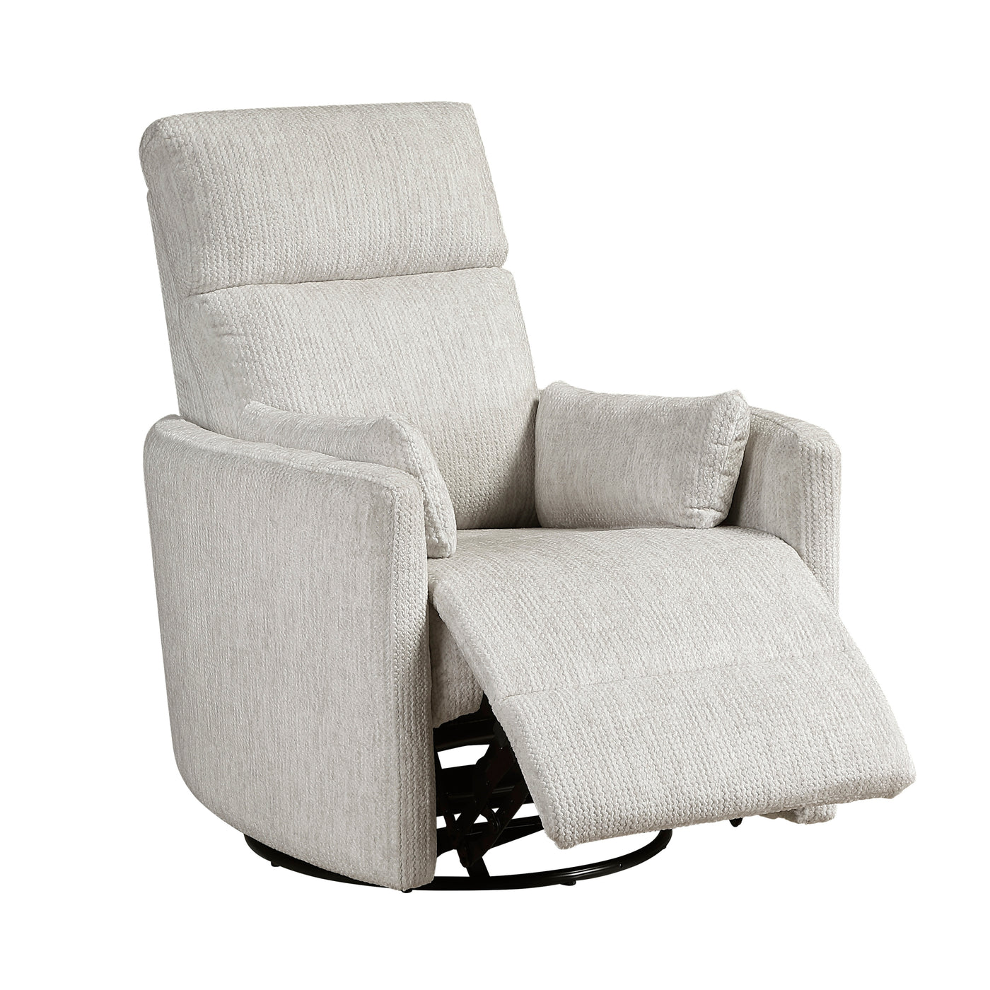 Beige Microfiber Swivel Glider Recliner Chair with Pillows