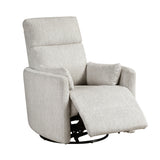 Beige Microfiber Swivel Glider Recliner Chair with Pillows