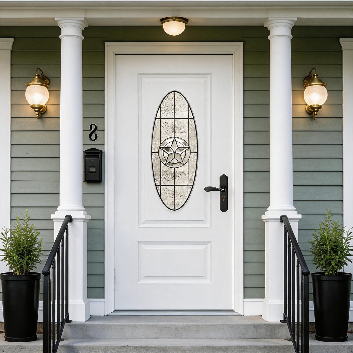 36"x80" Fiberglass Front Door with White 4-9/16" PVC Frame