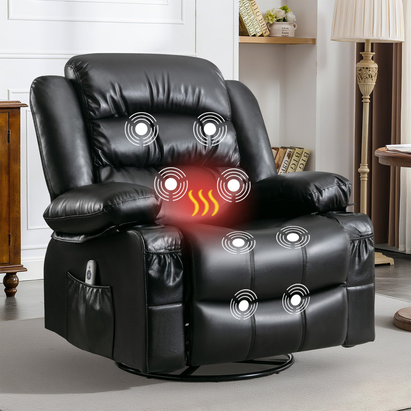 Massage Recliner Chair with Heat and Vibration, Black
