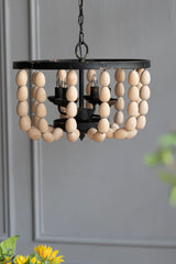 4-Light Wood Chandelier with Adjustable Chain
