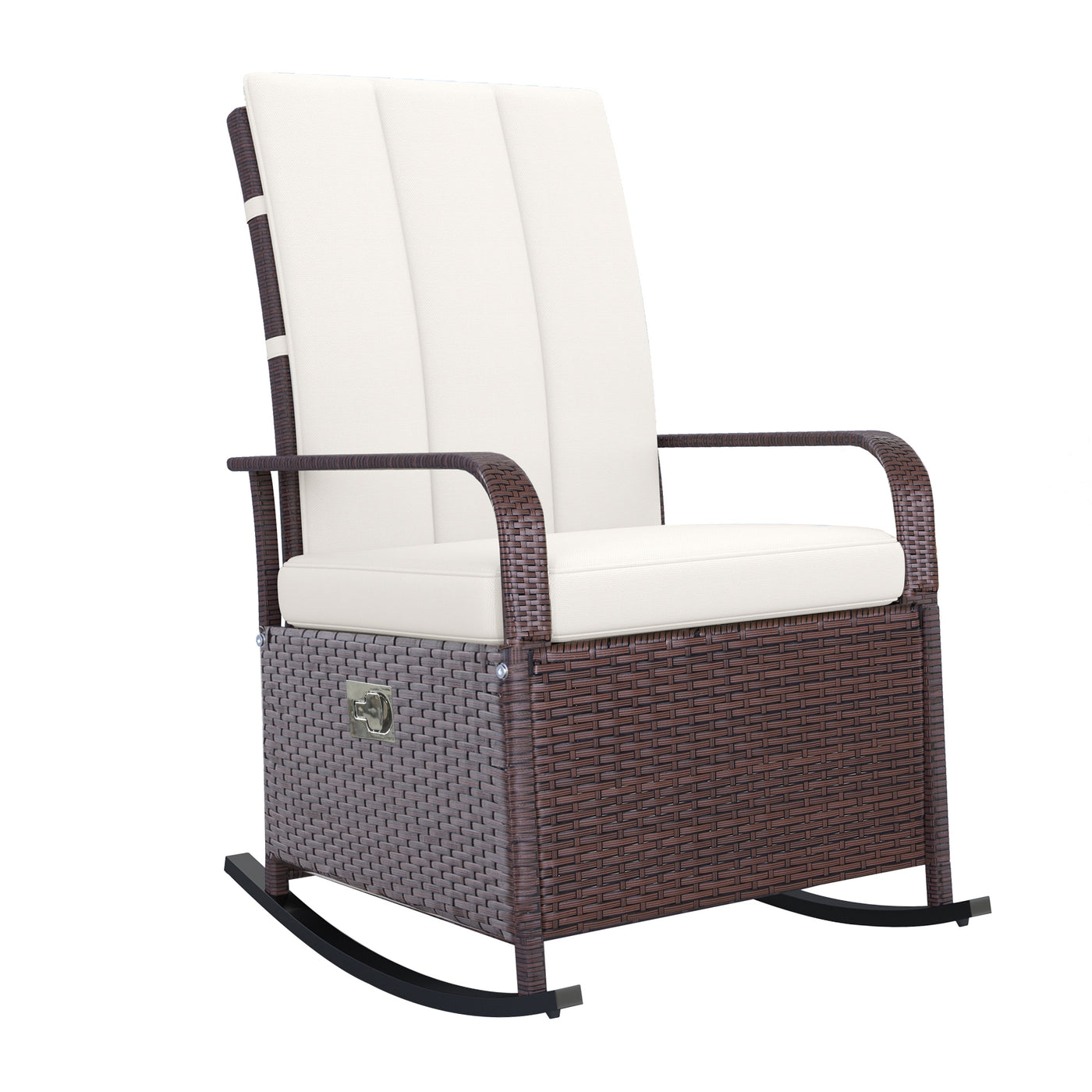 PE Rattan Outdoor Rocking Chair with Adjustable Backrest