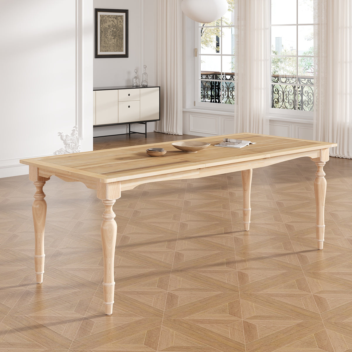 Rubberwood Dining Table Natural 62"