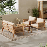 Outdoor Conversation Set 4 Piece Acacia Wood Rope