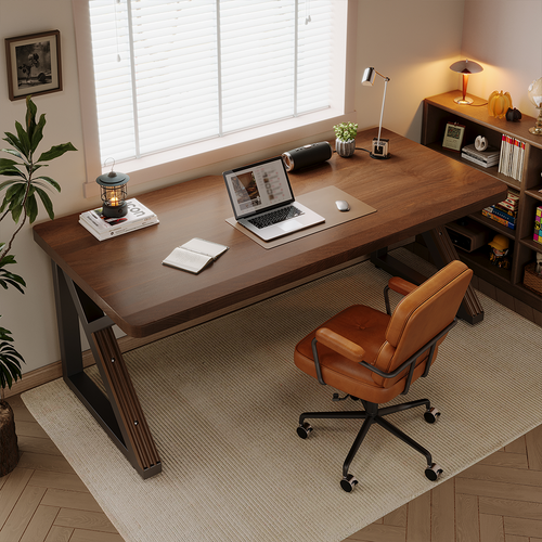 Solid Wood 63-Inch Extra Long Desk,Thickened Desk,Two Person Double Desk for ...