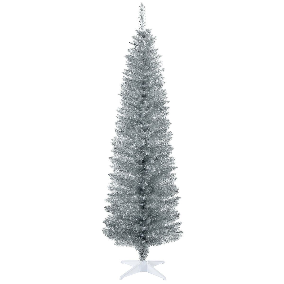 HOMCOM 6' Artificial Pencil Christmas Tree, Slim Xmas Tree with 390 Realistic Br