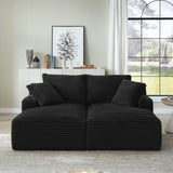Corduroy Chaise Sofa Black