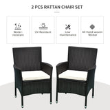 Rattan Wicker Patio Dining Chairs Set, Stackable, Dark Coffee