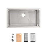 Stainless Steel Undermount Kitchen Sink 33x19 Single Bowl Dark Gray