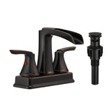 Oil-Rubbed Bronze 4" Centerset Waterfall Bathroom Faucet 2H