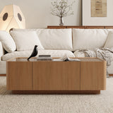 Rectangular Engineered Wood Coffee Table with Storage Natural Walnut