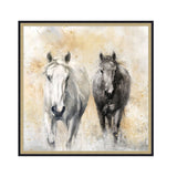 Horse Canvas Art Hand-Painted White Black 39.4x39.4 inch