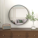 36" Black Metal Round Bathroom Wall Mirror