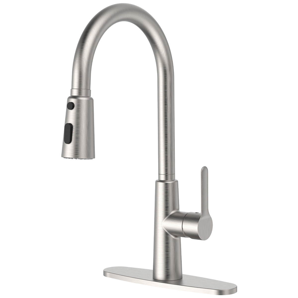 Brushed Nickel High Arc Kitchen Sink Faucet Pull Out Sprayer