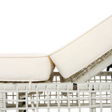Outdoor Chaise Lounge Chair Wicker Adjustable Recline Beige/Creamy White