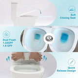 Ceramic One Piece Toilet for Bathroom, 12-inch Rough-In, 1.22/1.6 GPF