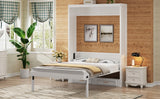 Beige Full Size Murphy Bed with 2 Drawers, Solid Pine Wood + MDF, 80.5''L x 61.5''W x 89''H