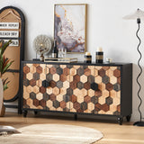 Distressed Honeycomb Storage Cabinet with Doors