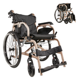 Wheelchair Manual Transport Folding Aluminum 18 In Seat 250 LB Gold Black