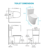 Ceramic One Piece Toilet for Bathroom, 12-inch Rough-In, 1.1/1.6 GPF