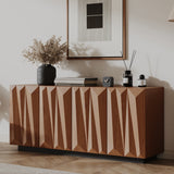 60'' Mid Century Sideboard Buffet Cabinet with 3D Doors