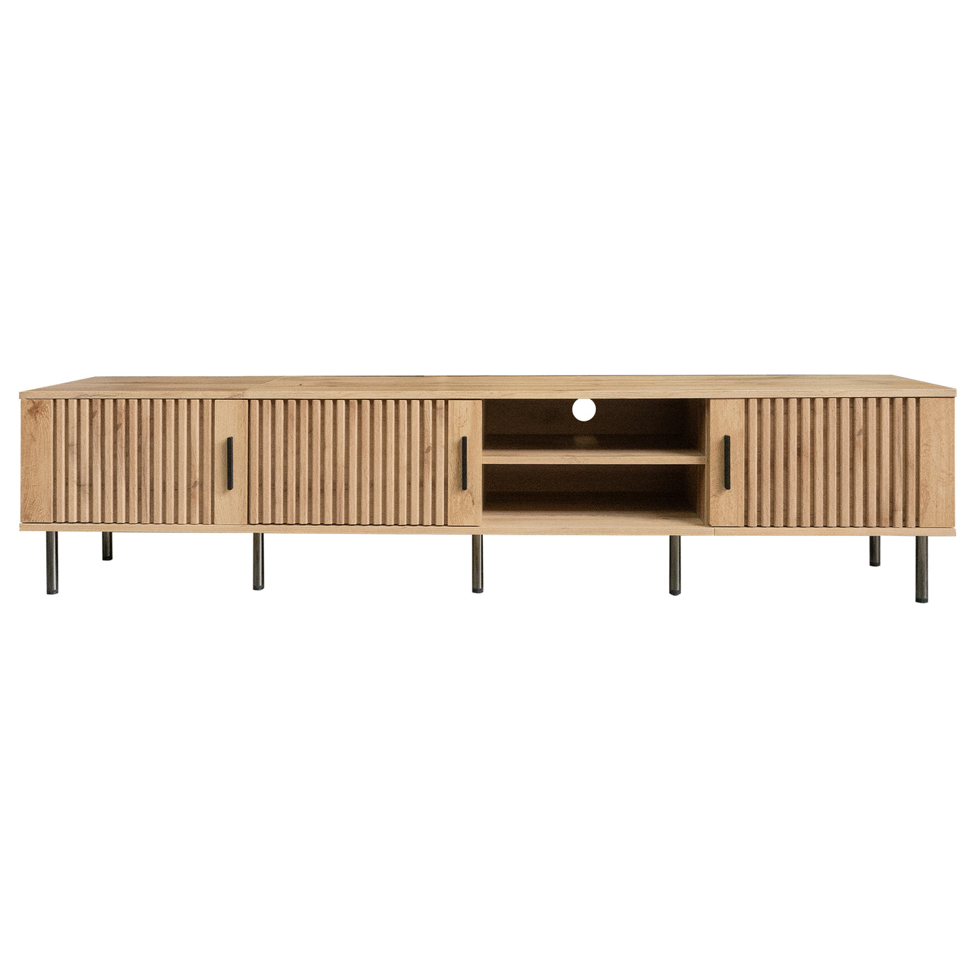 78" TV Stand for TVs up to 85", Wood, Soft-Close Storage