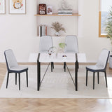 55 '4-person modern MDF dining table set, kitchen black metal leg dining table