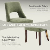 Set of 2 Solid Wood Dining Chair Tufted Green