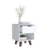 Modern Wood Nightstand with Drawer and Open Storage Shelf
