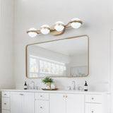 LED Vanity Light - 4-Light - Crystal Sand Acrylic - Gold - 28"