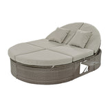 Outdoor Reclining Daybed Rattan Gray 3-Position Adjustable