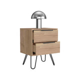 Set of 2 Modern Nightstands with 2 Drawers, Light Oak