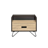 Accent Table - Industrial - Oak & Black - Drawer & Open Storage