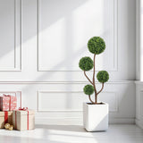 4FT Tall Artificial Boxwood Topiary Tree Large Faux Green Plant in Pot