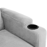 Grey Corduroy Sleeper Sofa Loveseat Full Size Mattress USB
