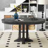 Solid Wood Dining Table Black 58"