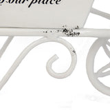 11.5x4x7' White Metal Decorative Disressed Wheelbarrow Planter, Tabletop Decor