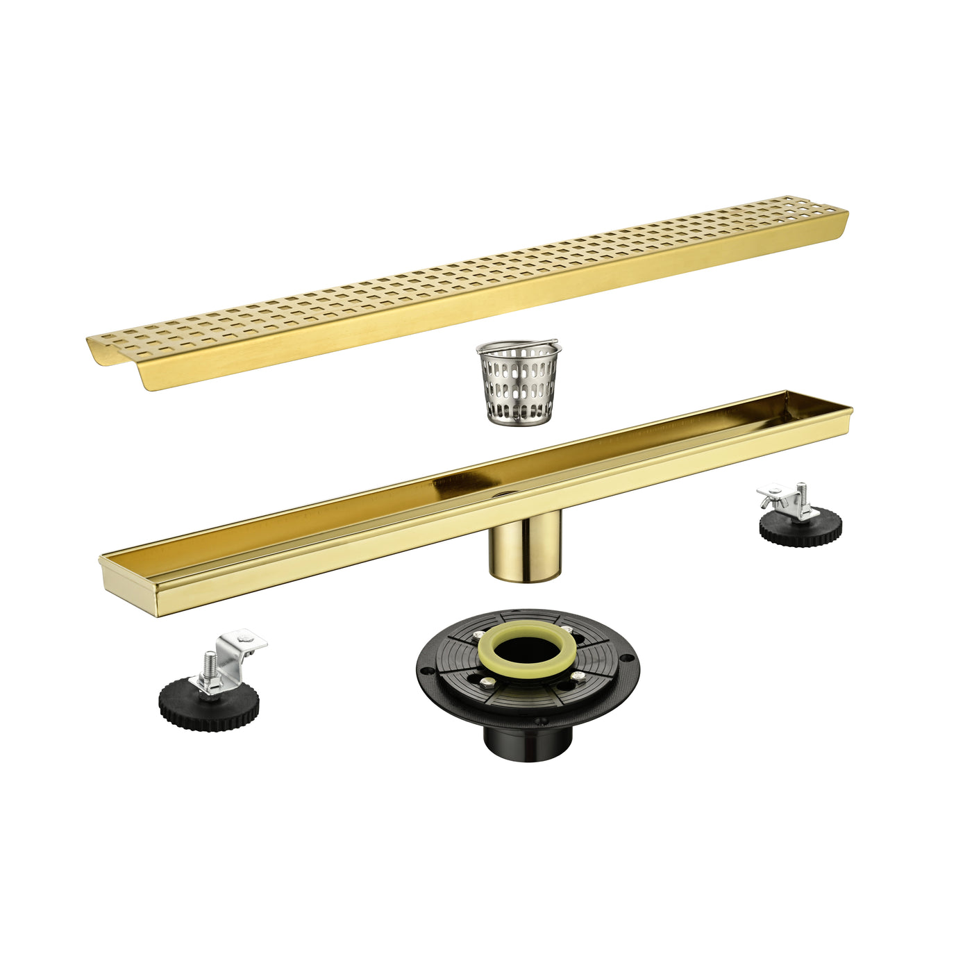 24" Stainless Steel Linear Shower Drain with Hair Strainer Grate