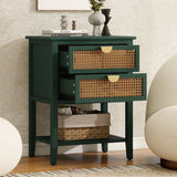 2 Drawer Side table, Naturel Rattan, End table, Suitable for bedroom