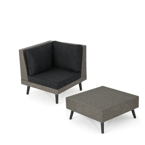 Brown Sectional Sofa Set with Corner Table