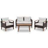 Outdoor Rattan Sofa Set 4 Piece Modular Beige