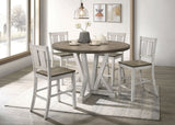 Counter Height 5 Piece Dining Set Antique White Rustic