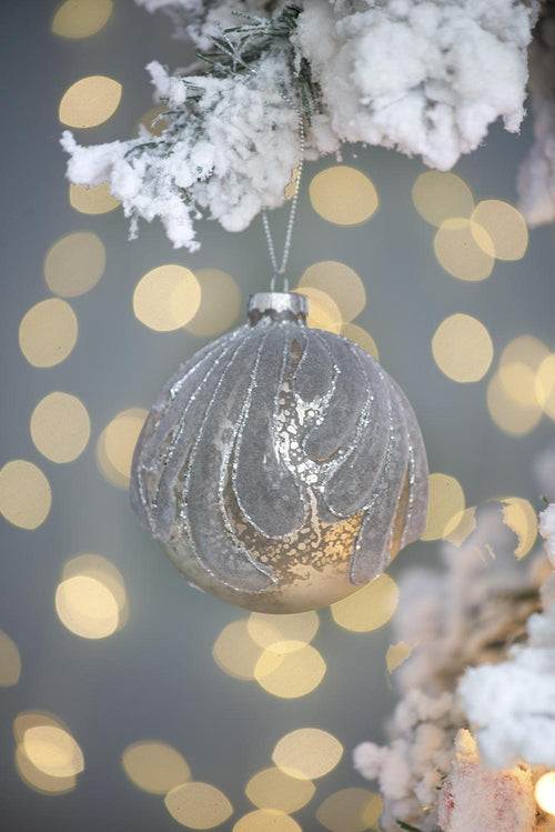 Glass Christmas Ball Ornaments, 3.9" Decorative Hanging Set of 6