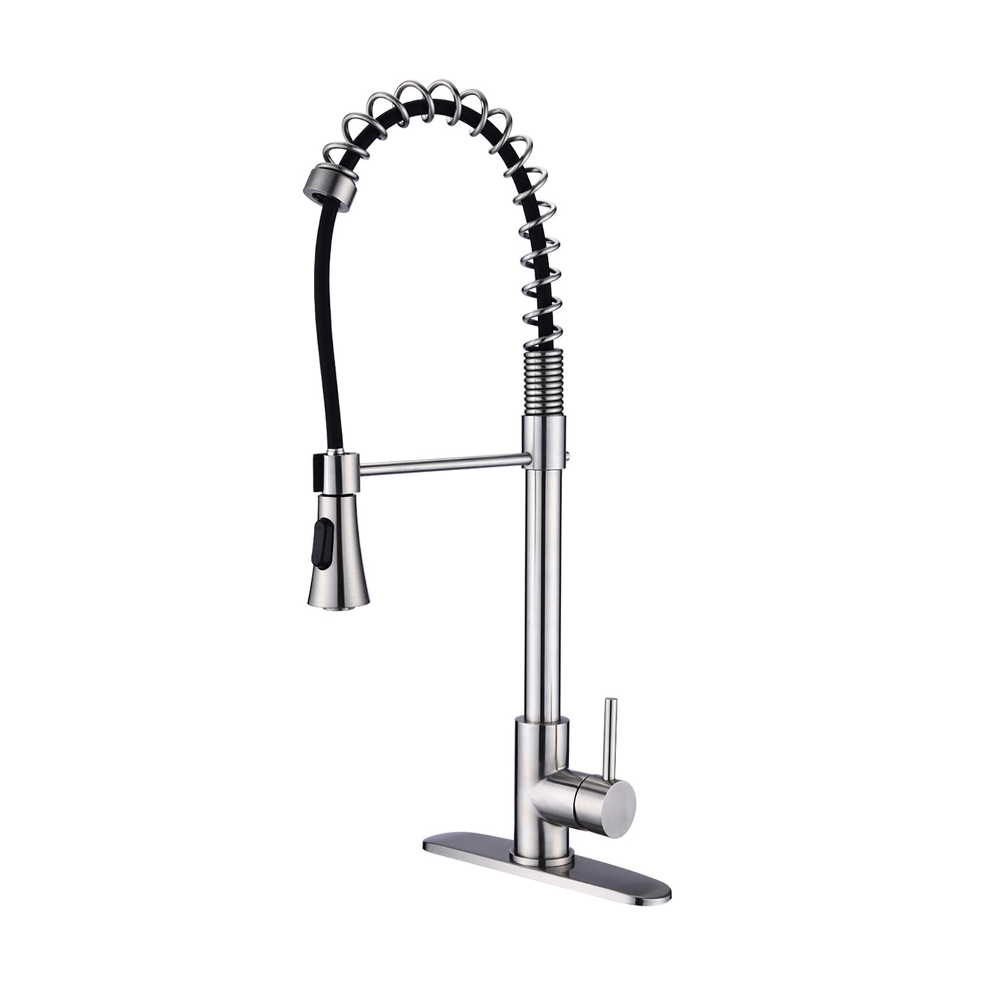 Brushed Nickel Single Handle Spring High Arc Kitchen Faucet Water Filter