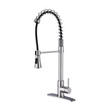 Brushed Nickel Single Handle Spring High Arc Kitchen Faucet Water Filter